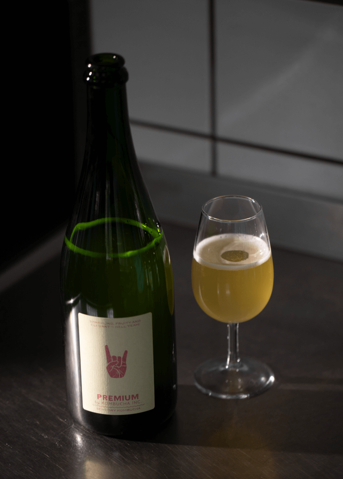 Kombucha Inc. premium low-alcohol kombucha, a sophisticated white wine alternative made with high-quality ingredients, offering a bold and unique flavor profile.