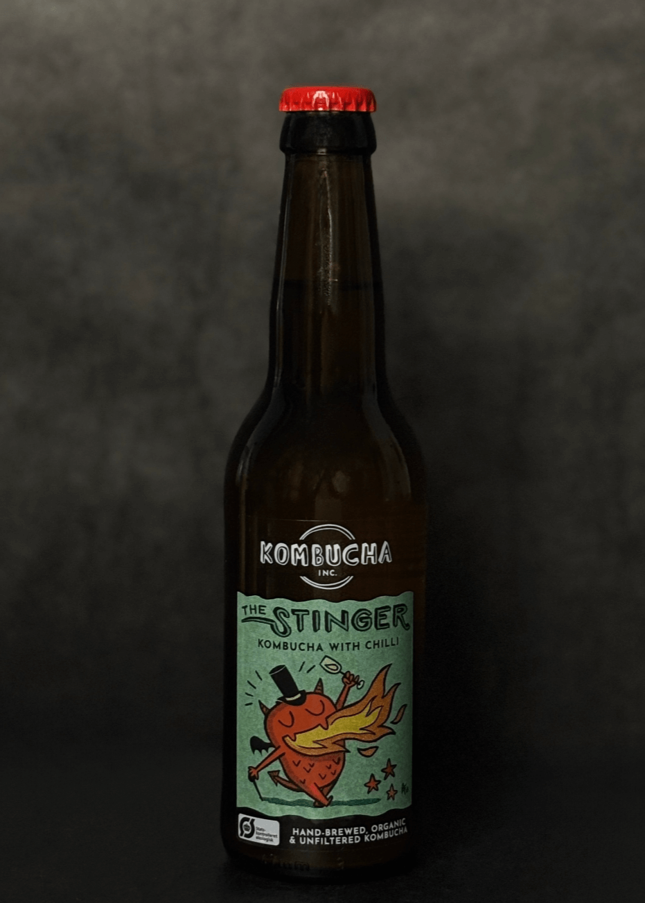 Kombucha Inc. chili flavored kombucha, a unique craft beer alternative made with high-quality ingredients for a bold, low-alcohol experience.